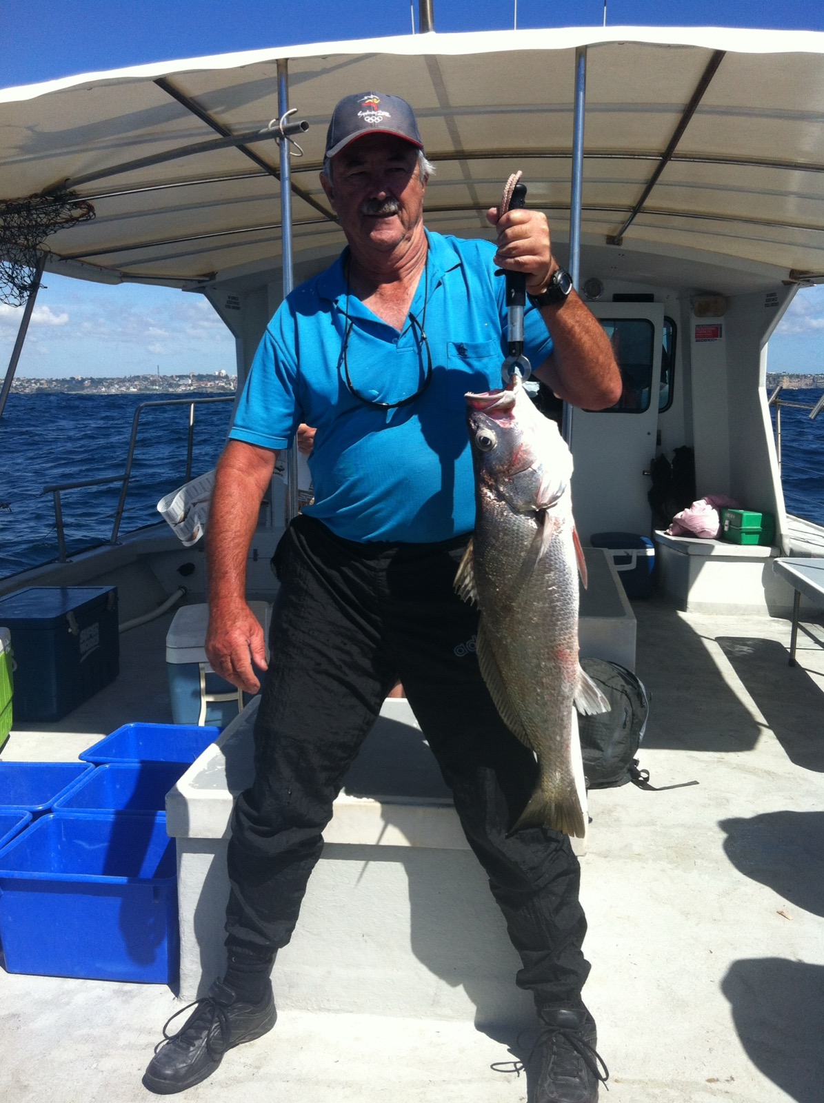 A group aboard with the day's catch